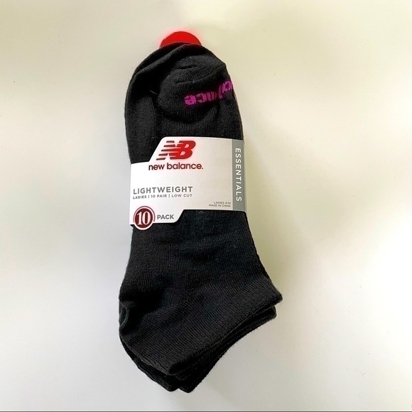 New Balance women’s low cut socks black purple green pink 10 pack size 4-10 - Picture 1 of 2